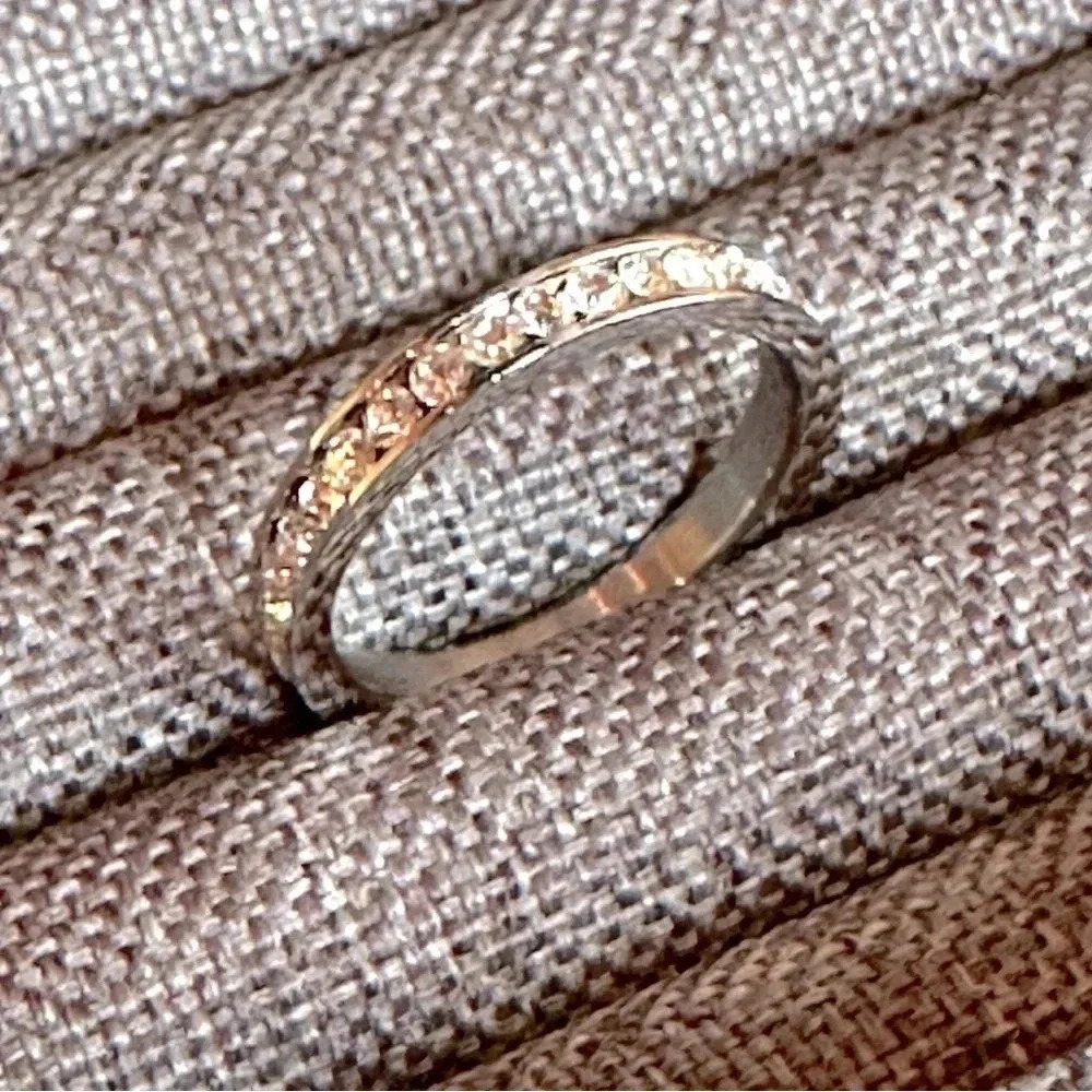 Waterproof CZ Stainless Steel Eternity Band Stack Ring April Birthstone Wedding - Picture 3 of 7
